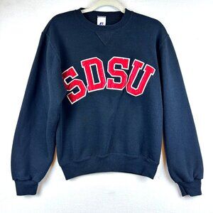 Russell SDSU Aztec Black Pullover Sweater Womens XS Crewneck Sweatshirt 90s